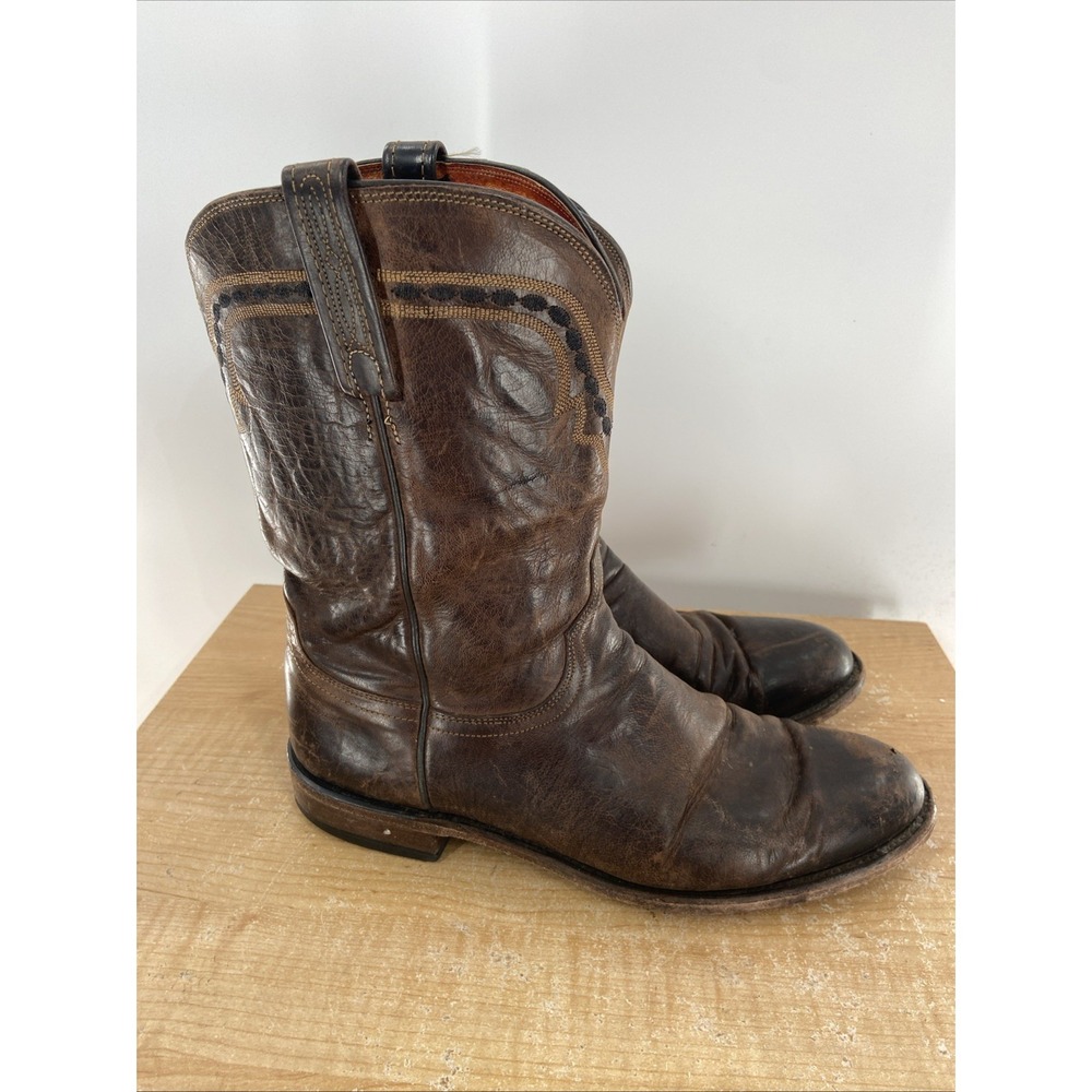 Lucchese Jasper Mad Dog Goat Round Toe Boot Men's Size 12 D Brown T0122 C